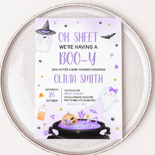 Oh Sheet Boo-yハロウィーンベイビーシャワー 招待状