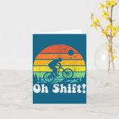 Oh Shift Funny Mountain Bike Rider Biking Retro Cy カード (黄色い花)