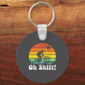 Oh Shift Funny Mountain Bike Rider Biking Retro Cy キーホルダー (正面)