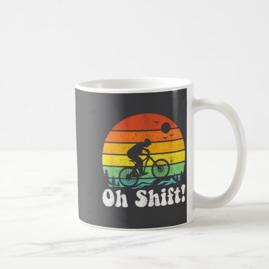 Oh Shift Funny Mountain Bike Rider Biking Retro Cy コーヒーマグカップ (右)