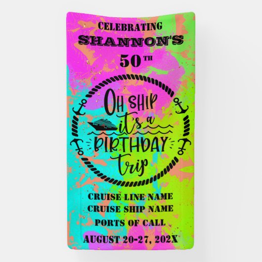 Oh Ship It's A Birthday Trip Cruise Door 横断幕 (縦)