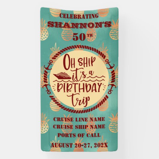Oh Ship It's A Birthday Trip Cruise Door 横断幕 (縦)