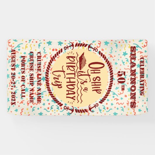 Oh Ship It's A Birthday Trip Cruise Door 横断幕 (横)