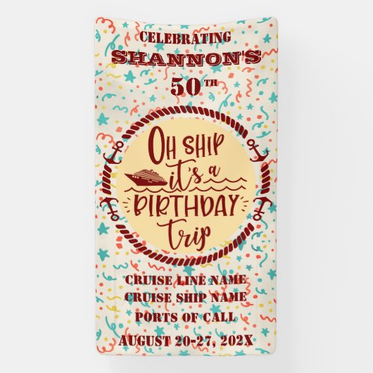 Oh Ship It's A Birthday Trip Cruise Door 横断幕 (縦)