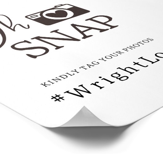 Oh Snapの写ミニマル真のハ結婚シタグサイン ポスター (角)