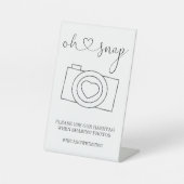 Oh Snapの写真結婚ハッシュタグパーソナライズされた 台座サイン (正面)