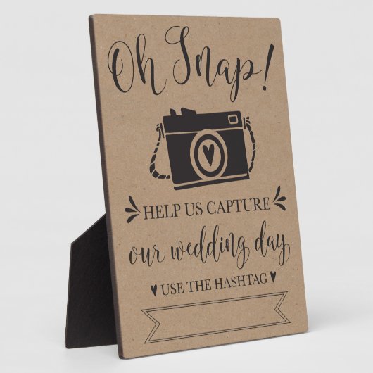 Oh Snapの結婚ハッシュタグ記号 フォトプラーク (側面)