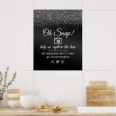 Oh Snapソーシャルメディアラベルポスターブラックグリッター ポスター (キッチン)