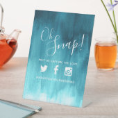 Oh snapハッシュタグ結婚のアクアモダンアート 台座サイン (インサイチュ)