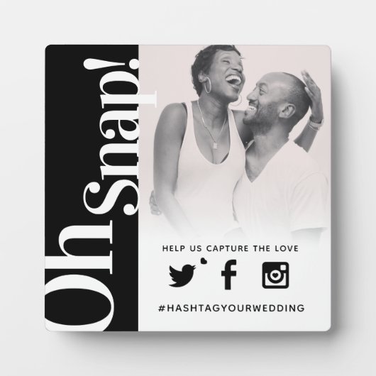 Oh snapハッシュタグ結婚のシンプルはっきりした文字 フォトプラーク (正面)