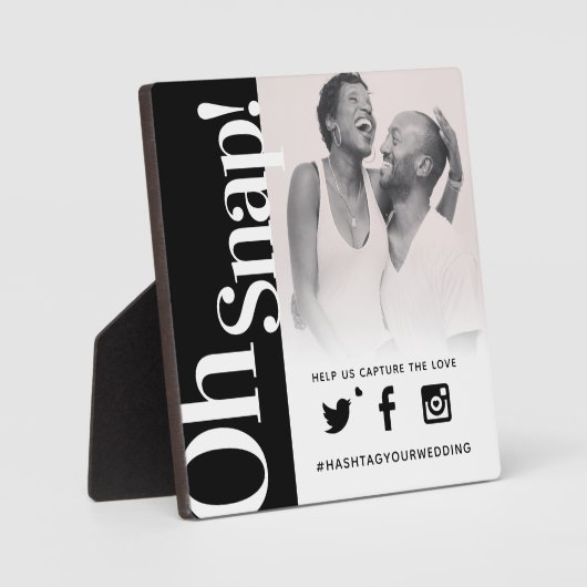 Oh snapハッシュタグ結婚のシンプルはっきりした文字 フォトプラーク (正面)