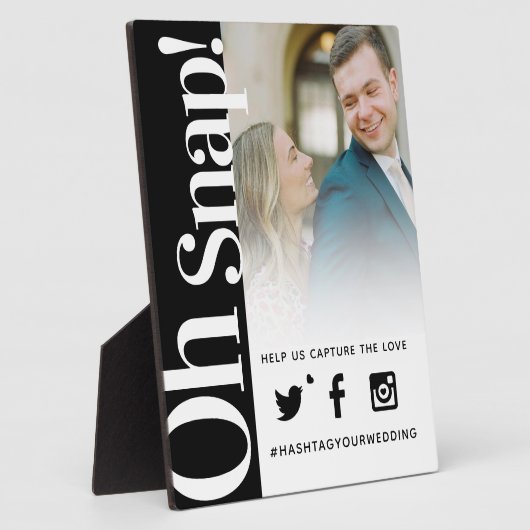 Oh snapハッシュタグ結婚のシンプル文字はっきりした額 フォトプラーク (側面)