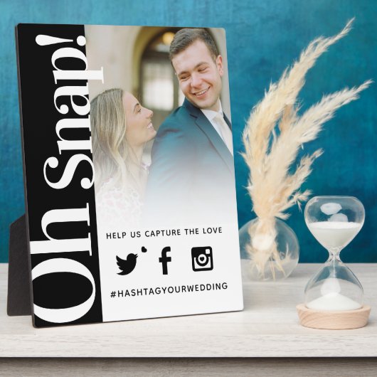 Oh snapハッシュタグ結婚のシンプル文字はっきりした額 フォトプラーク (側面)