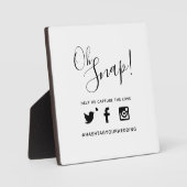 Oh snapハッシュタグ結婚のシンプル文字モノ フォトプラーク (正面)
