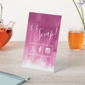 Oh snapハッシュタグ結婚のピンクの赤いアーモダント 台座サイン (インサイチュ)