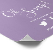 Oh snapハッシュタグ結婚の紫シンプルの白 ポスター (角)