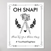 Oh Snapヴィンテージボタニカル結婚のハッシュタグ自撮り ポスター (正面)