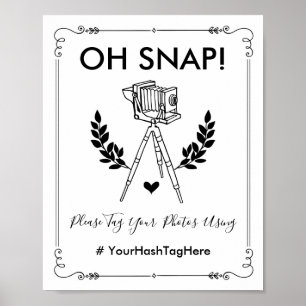 Oh Snapヴィンテージボタニカル結婚のハッシュタグ自撮り ポスター