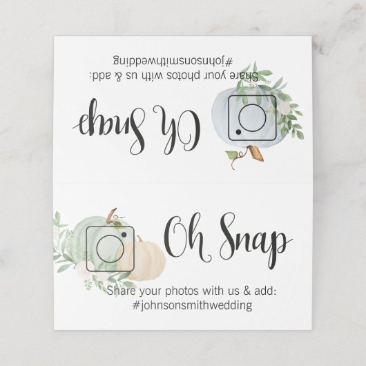 OH snap折り畳みテーブルカード#ハッシュタグ秋かぼちゃ プレイスカード (外部開封)