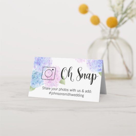 OH SNAP折り畳みテーブルカード#hashtagあじさい プレイスカード (裏面)