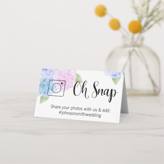 OH SNAP折り畳みテーブルカード#hashtagあじさい プレイスカード (正面)