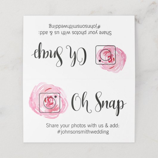 OH SNAP折り畳みテーブルカード#hashtagピンクフローラ プレイスカード (外部開封)