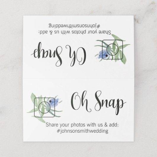 OH SNAP折り畳みテーブルカード#hashtag青結婚の プレイスカード (外部開封)