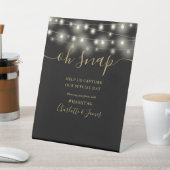 Oh Snap結婚のString Lights Blackと金ゴールド 台座サイン (インサイチュ)