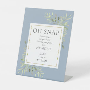 Oh Snap ウェディング 水彩 グリーン ダスティブルー 台座サイン