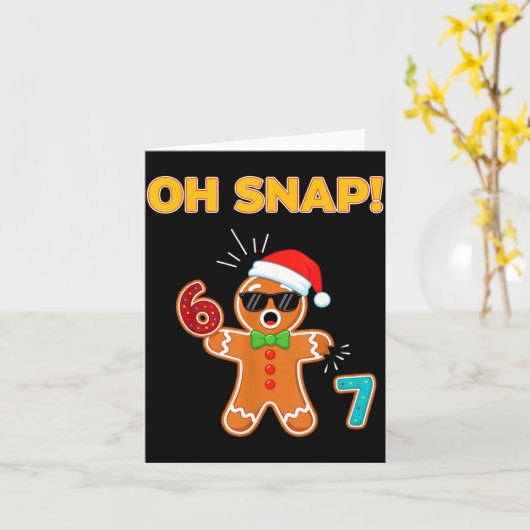 Oh Snap 67 Six Seven Meme Gingerbread Man Funny 67 カード (黄色い花)