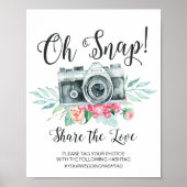 Oh Snap Cameraハッシュタグ結婚のサイン ポスター (正面)