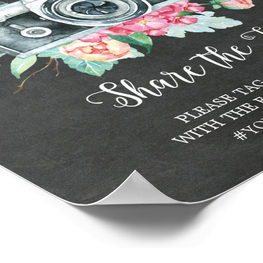 Oh Snap Cameraハッシュタグ結婚のサイン ポスター (角)