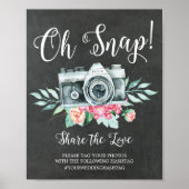 Oh Snap Cameraハッシュタグ結婚のサイン ポスター (正面)