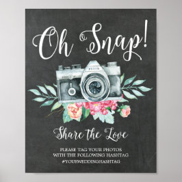 Oh Snap Cameraハッシュタグ結婚のサイン ポスター