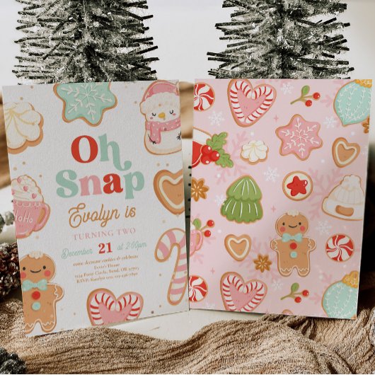 Oh Snap Christmas Cookie Birthday Invitation 招待状