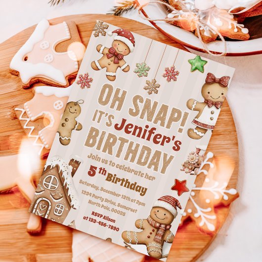 Oh Snap Christmas Cookie Gingerbread Birthday 招待状