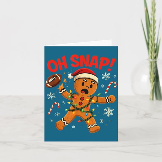 Oh Snap Christmas Gingerbread Funny Football Light カード (正面)