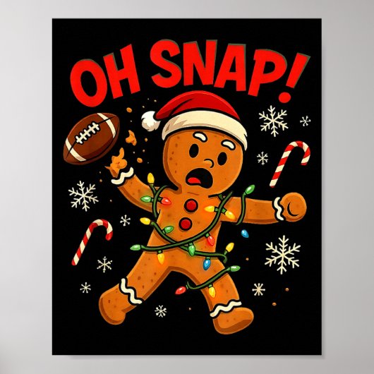 Oh Snap Christmas Gingerbread Funny Football Light ポスター (正面)