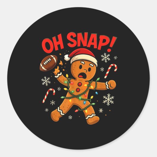 Oh Snap Christmas Gingerbread Funny Football Light ラウンドシール (正面)