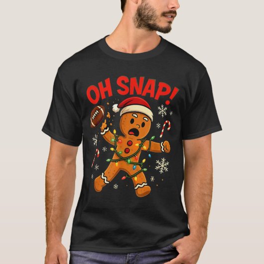 Oh Snap Christmas Gingerbread Funny Football Light Tシャツ (正面)