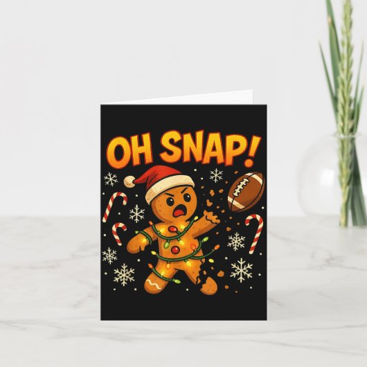 Oh Snap Funny Gingerbread Football Christmas Light カード (正面)