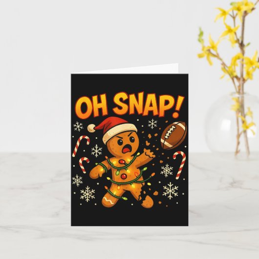 Oh Snap Funny Gingerbread Football Christmas Light カード (黄色い花)