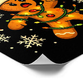 Oh Snap Funny Gingerbread Football Christmas Light ポスター (角)