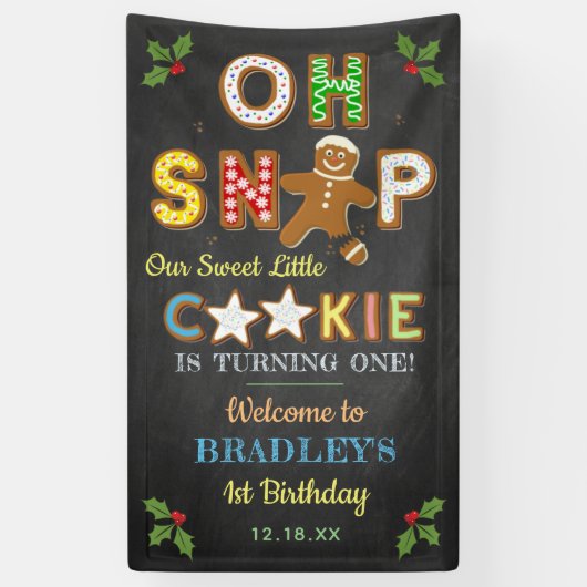 Oh Snap! Gingerbread Cookie Any Age Birthday 横断幕 (縦)