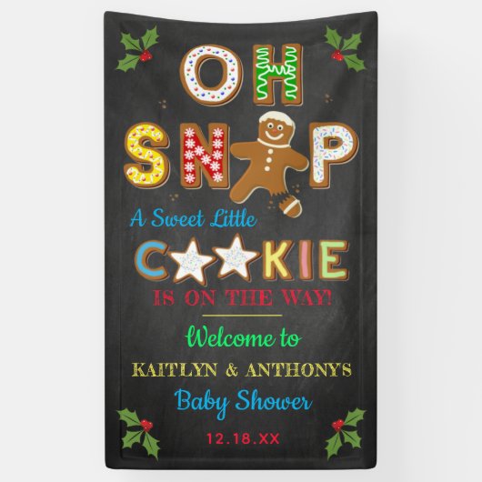 Oh Snap! Gingerbread Cookie Baby Shower Welcome 横断幕 (縦)