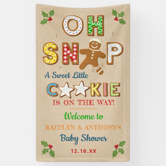 Oh Snap! Gingerbread Cookie Baby Shower Welcome 横断幕 (縦)