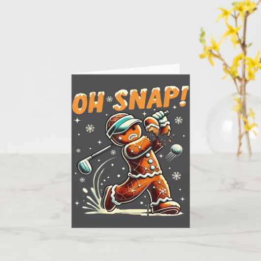 Oh Snap Gingerbread Golfer Golf Christmas Golfing  カード (黄色い花)