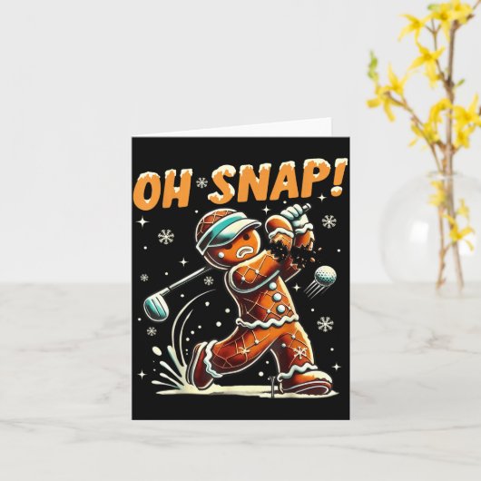 Oh Snap Gingerbread Golfer Golf Christmas Golfing  カード (黄色い花)
