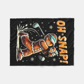Oh Snap Gingerbread Golfer Golf Christmas Golfing  フリースブランケット (正面(横))