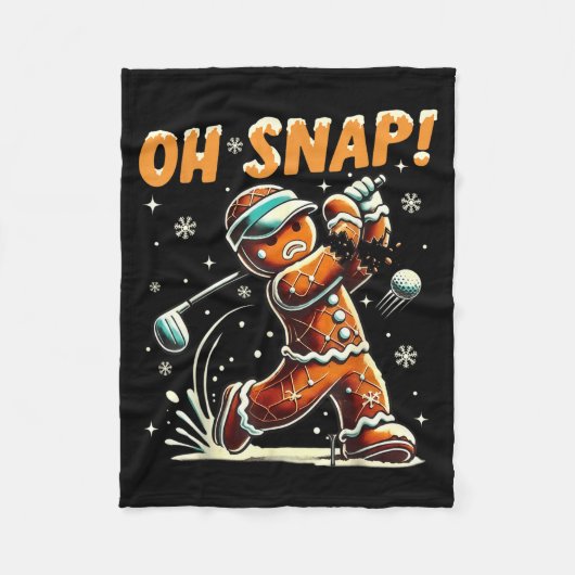 Oh Snap Gingerbread Golfer Golf Christmas Golfing  フリースブランケット (正面)